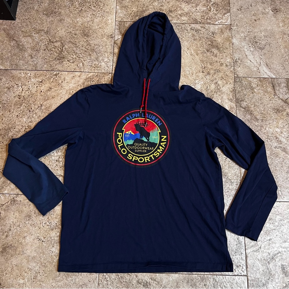 VTG Polo Country Ralph Lauren Sportsmen   Hoodie T Shirt Large